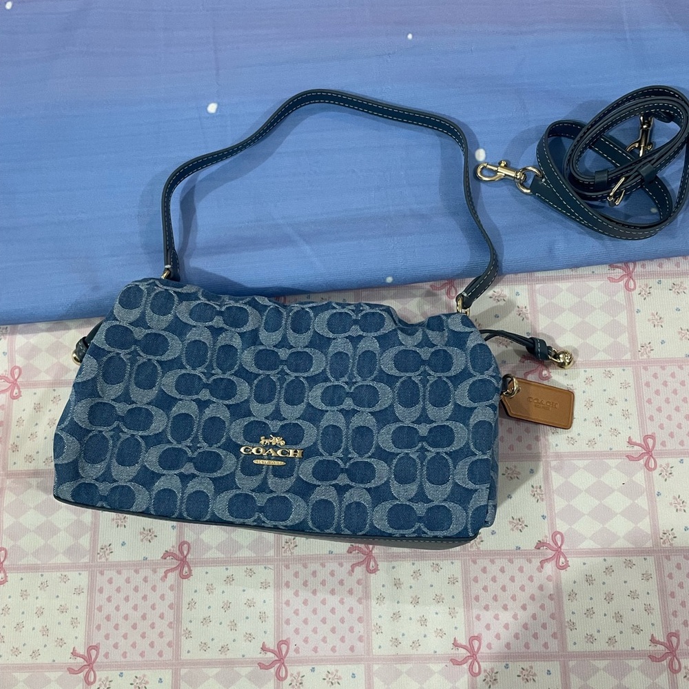 Coach Denim Signature Shoulder Bag in Blue